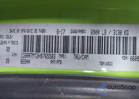 2017 Ram 1500 Sport из США, поврежденный, VIN 1C6RR7MT2HS765583